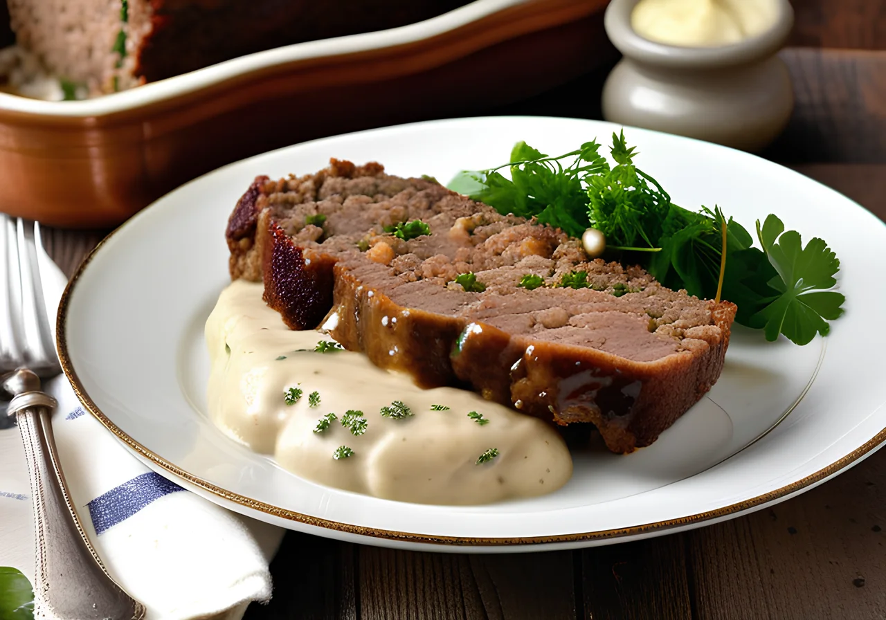 Mushroom Meatloaf in Cream Sauce
