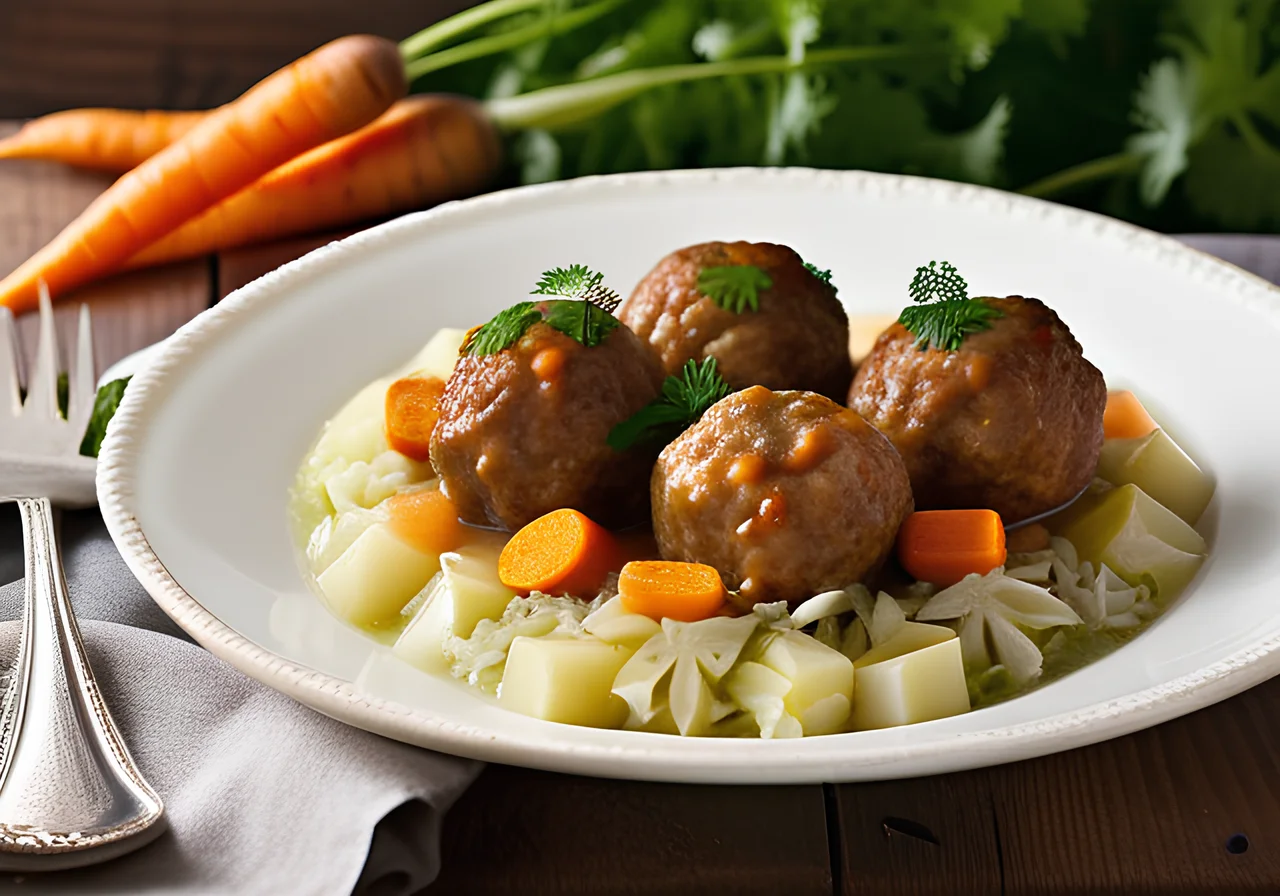 Cabbage Stew with Veal Meatballs