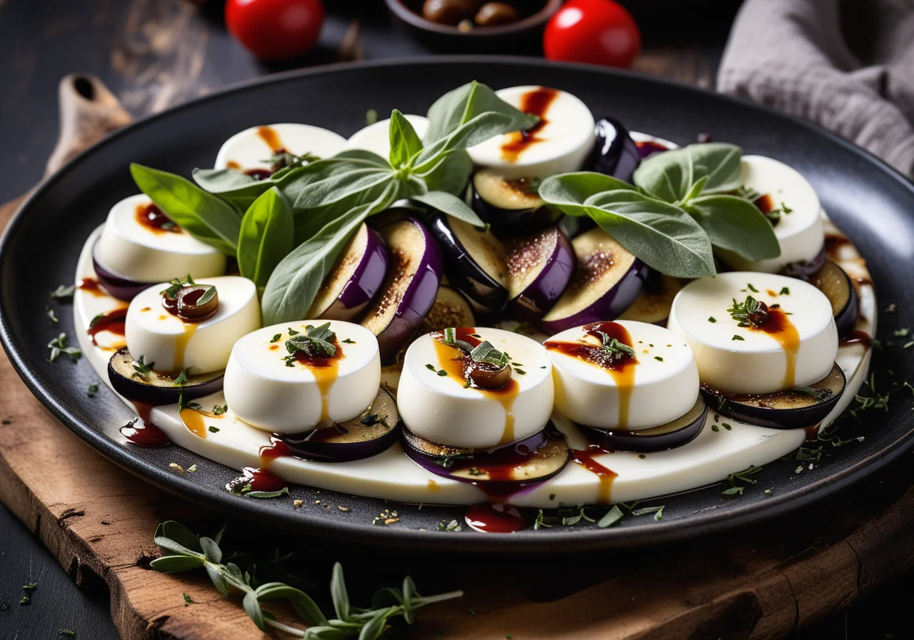 Layered Mozzarella and Eggplant Slices