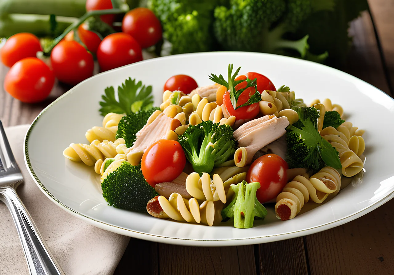 Pasta Salad with Vegetables and Chicken