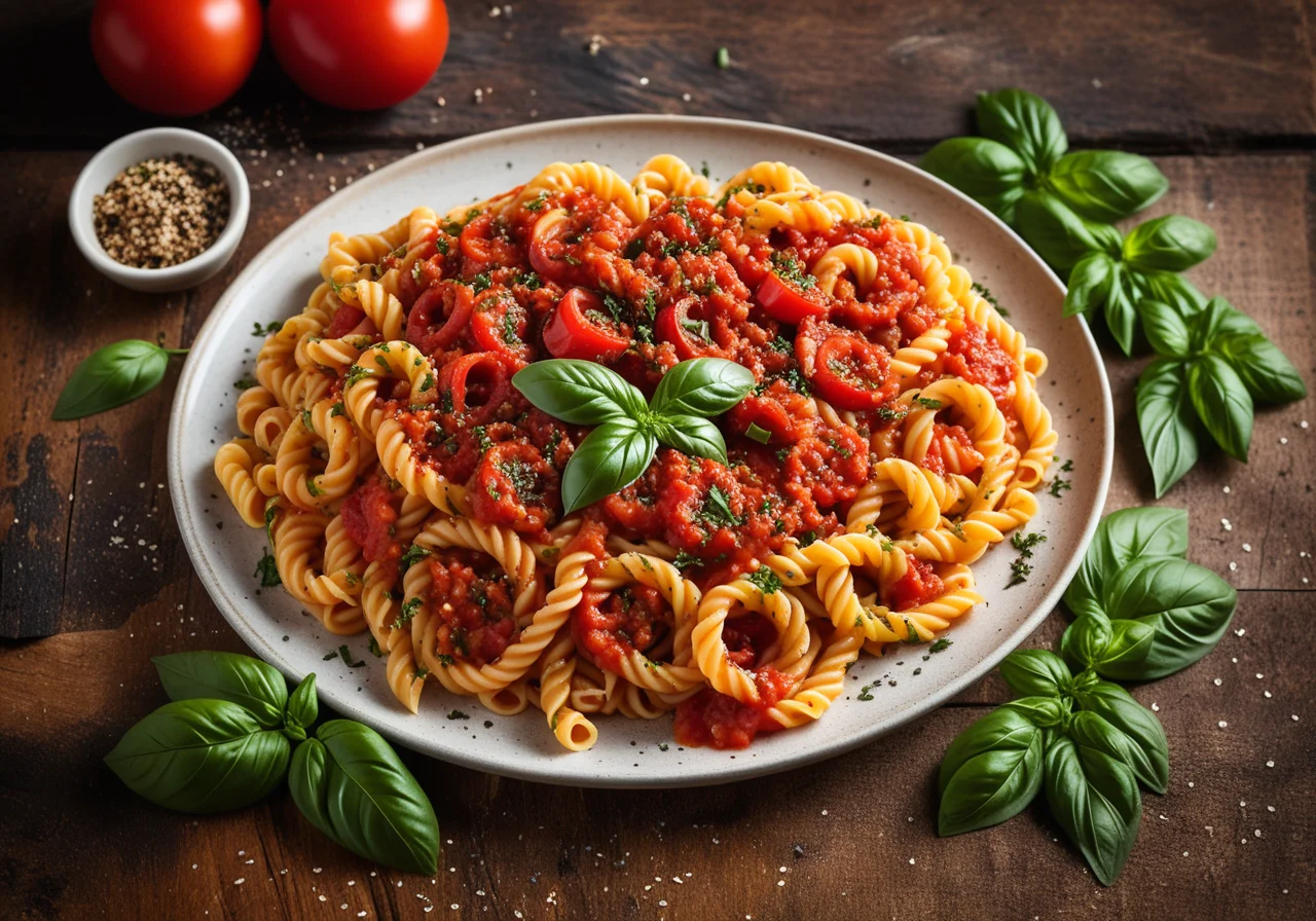 Spiral Pasta with Cold Tomato Sauce