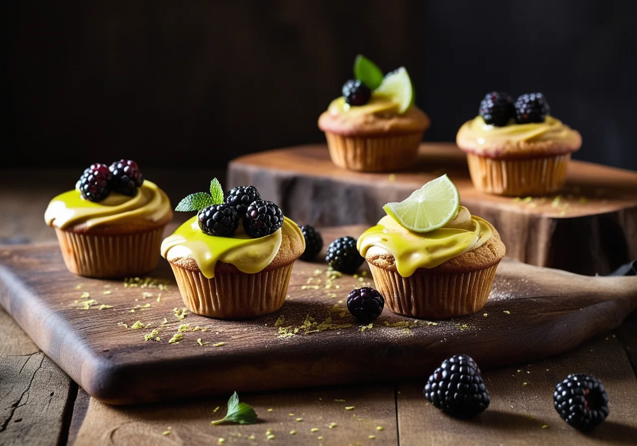 Meringue Muffins with Blackberries and Lime Zest
