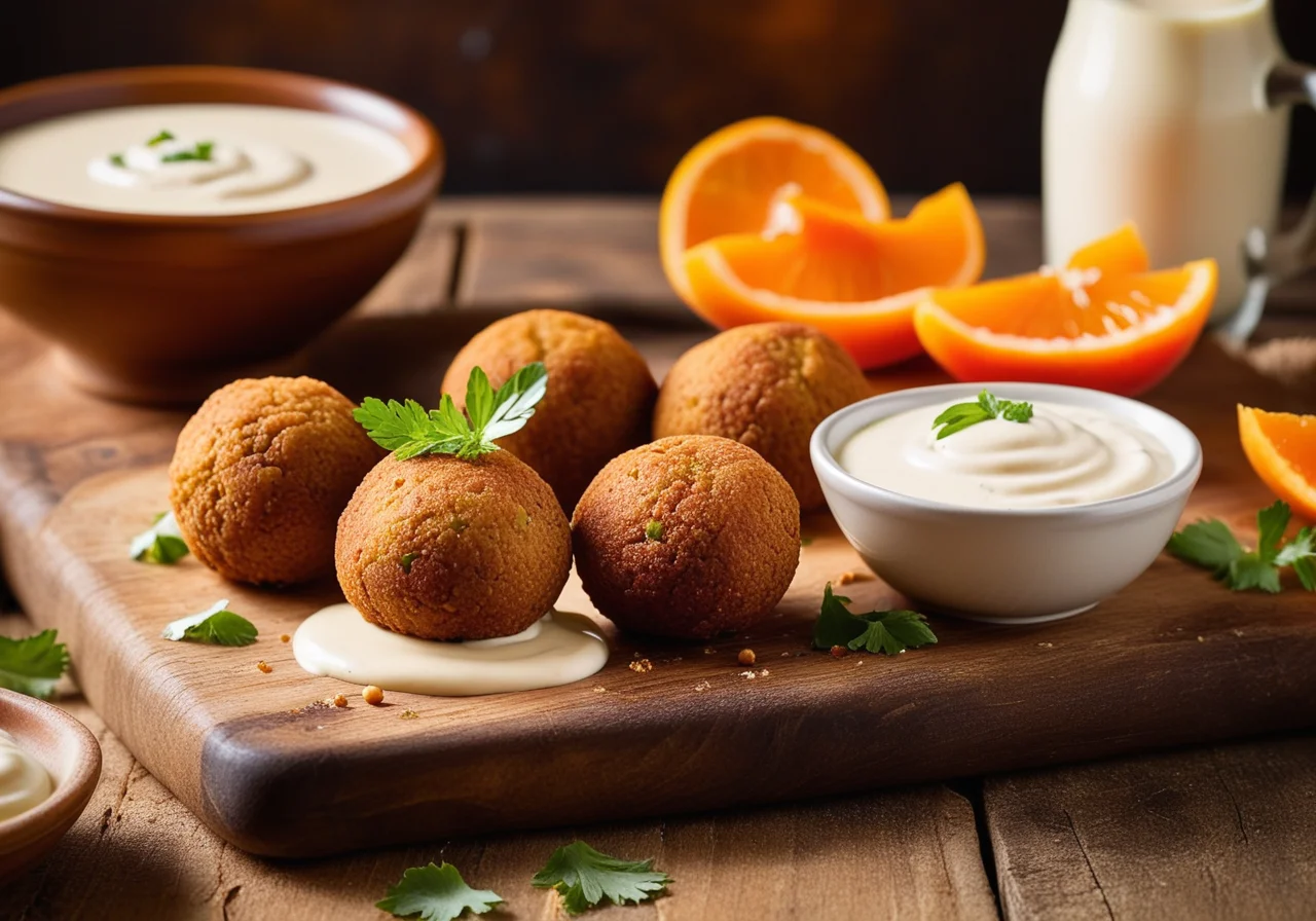 Chickpea Balls (Falafel) with Yogurt Sauce and Apricot Dip