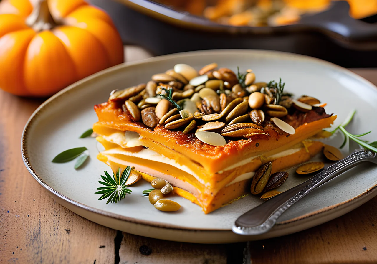 Sweet Potato Carrot Gratin with Pumpkin Seeds