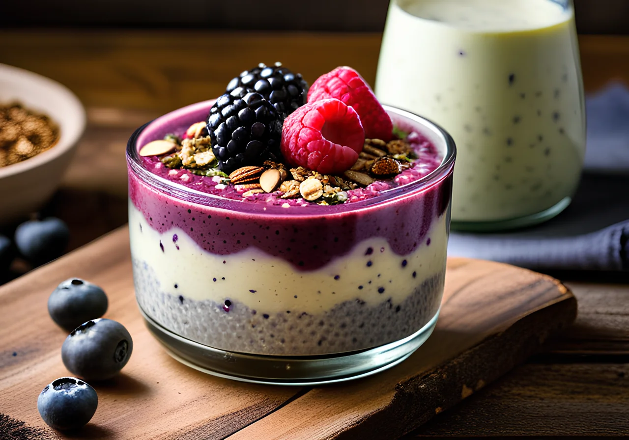 Chia Pudding with Berry Smoothie