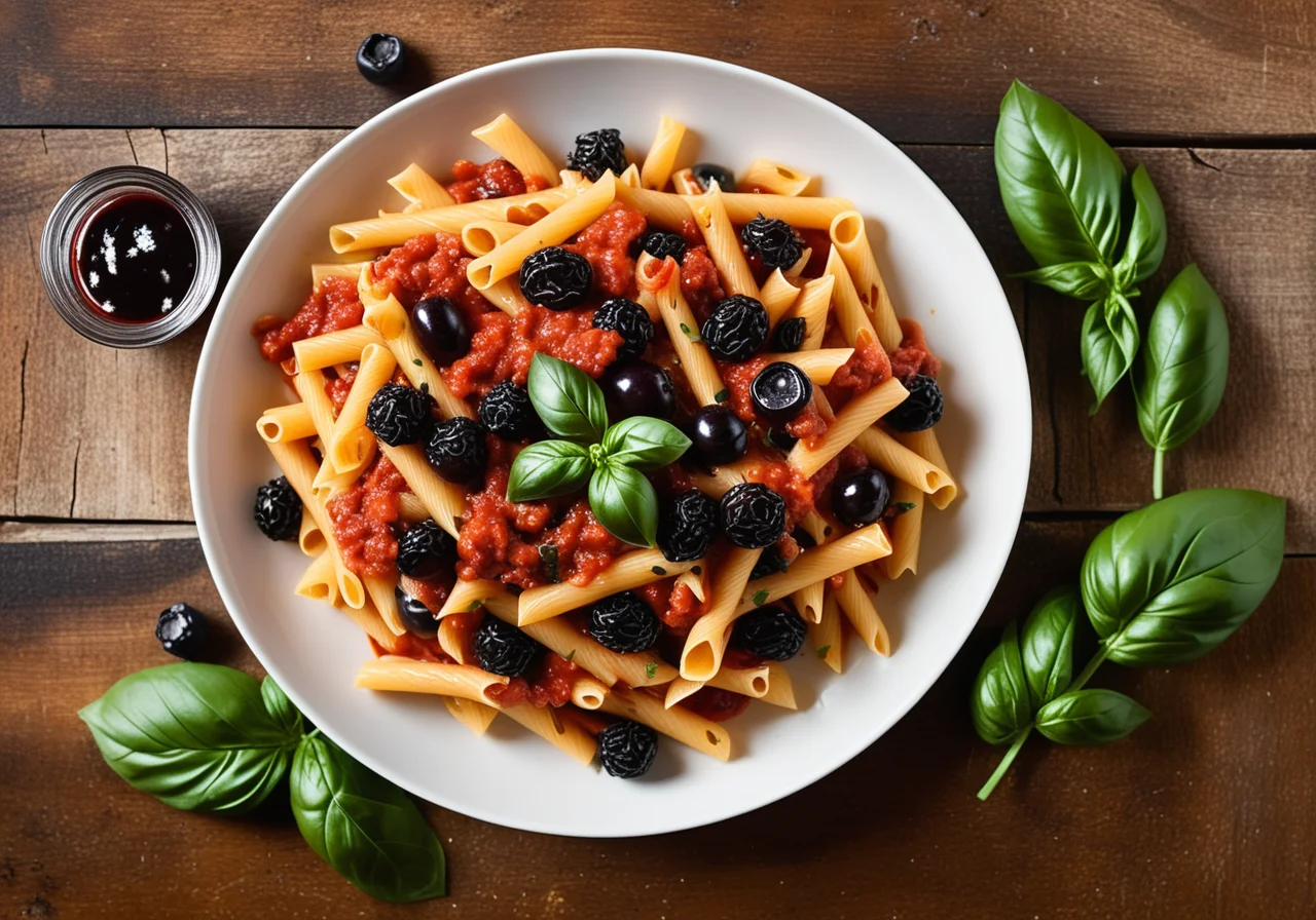 Pasta with Braised Tomatoes and Basil