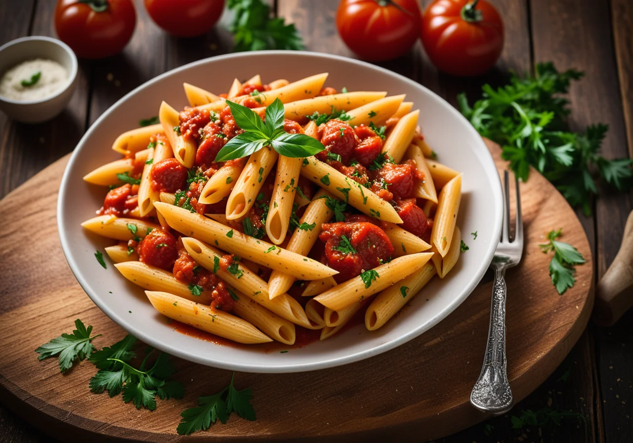 Pasta with Tomato Sauce and Cabanossi