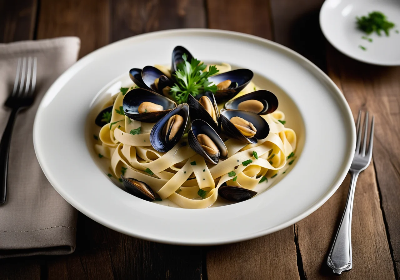 Tagliatelle with Mussels and Leek