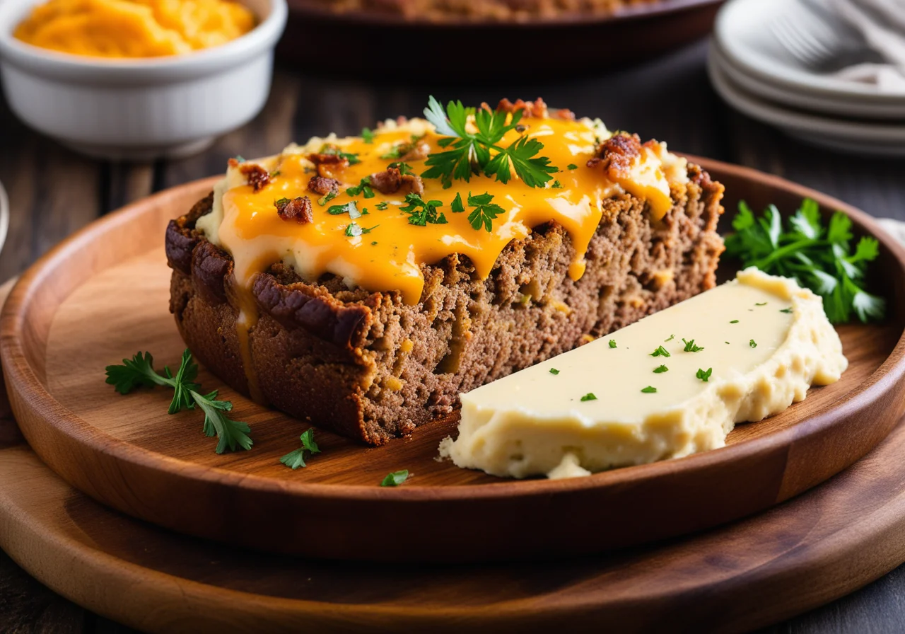 Homemade English Meatloaf Under Potato Topping
