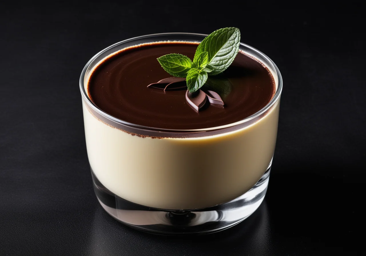Vanilla Pudding with Chocolate Sauce