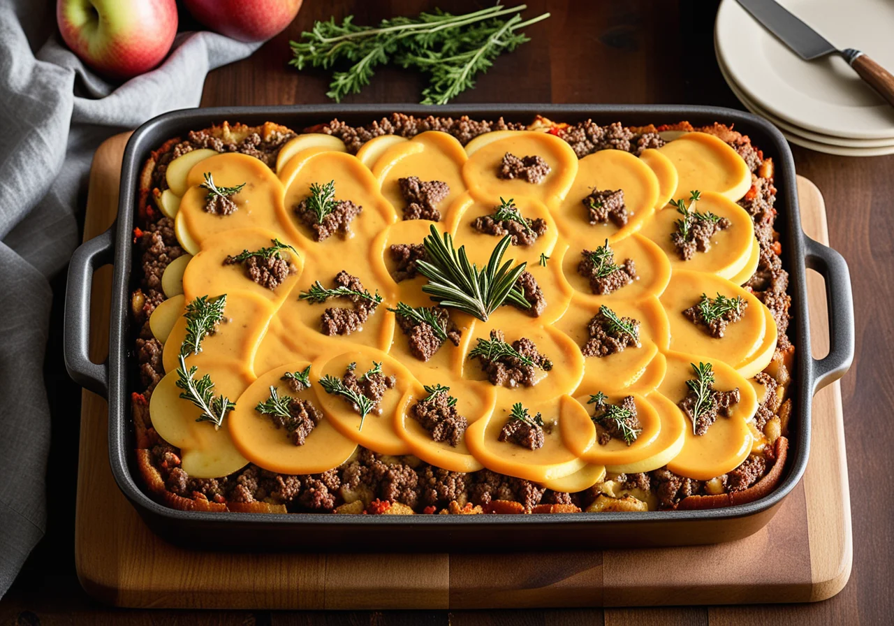 Ground Beef Casserole with Potato Crown