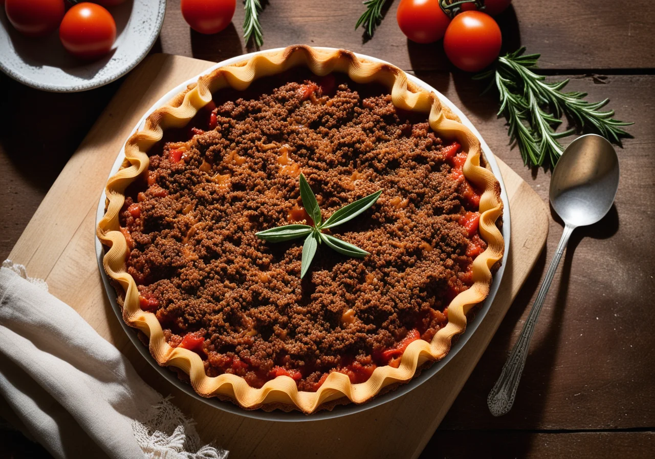 Pasta Tart with Ground Meat and Tomatoes