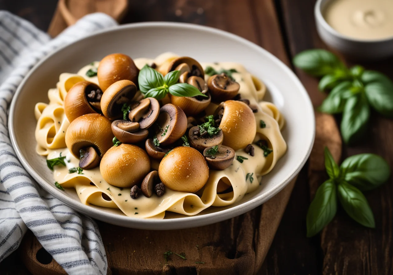 Pasta in Cream Basil Sauce
