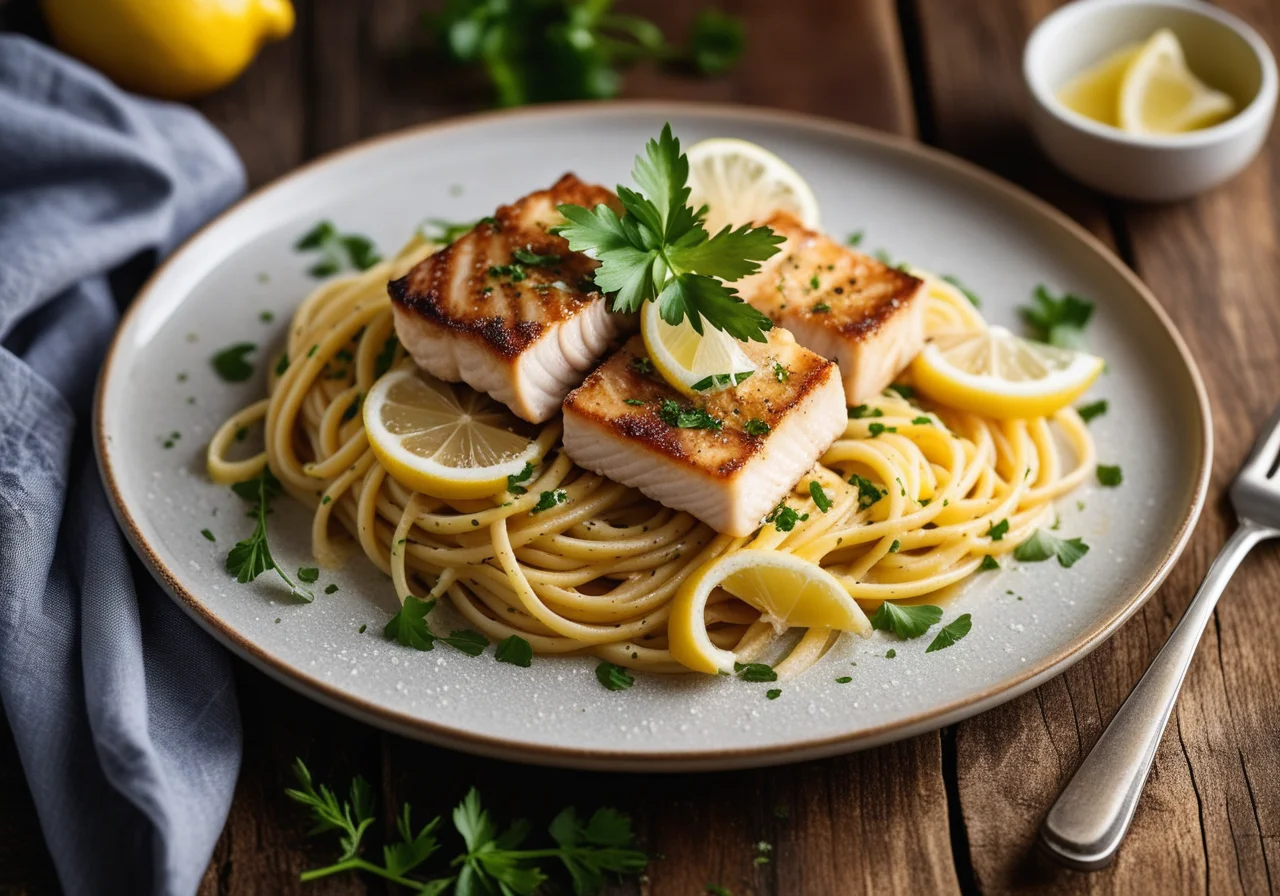 Lemon Fish with Pasta