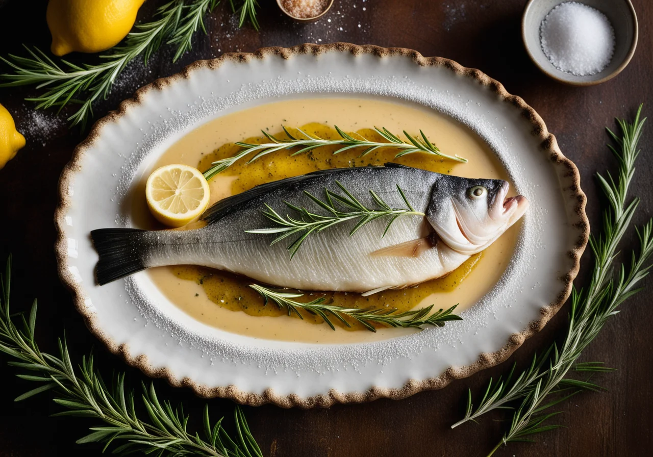 Sea bass in salt crust