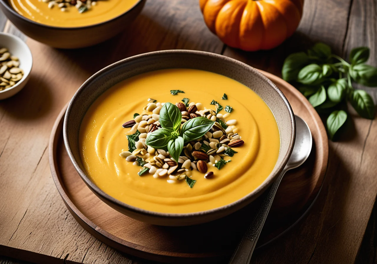 Pumpkin Soup with Cauliflower and Seeds