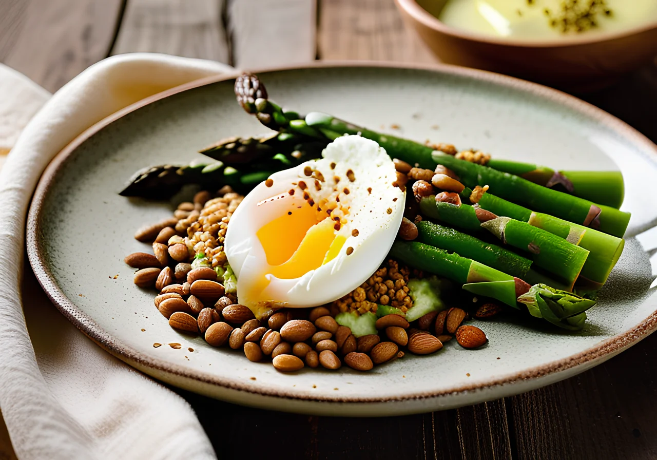 Asparagus Lentil Bowl with Poached Egg