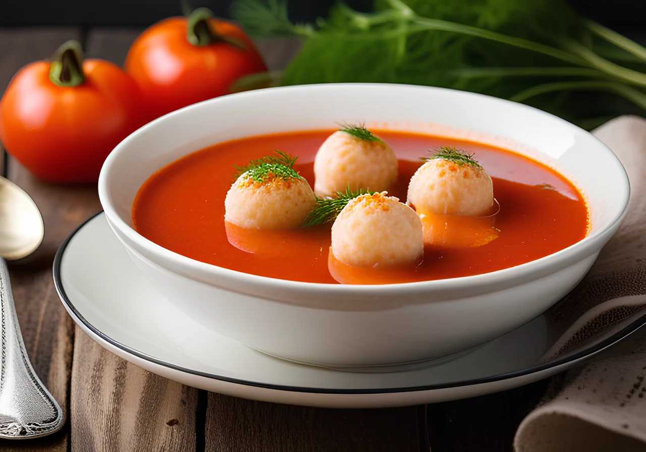 Tomato Soup with Fish Balls