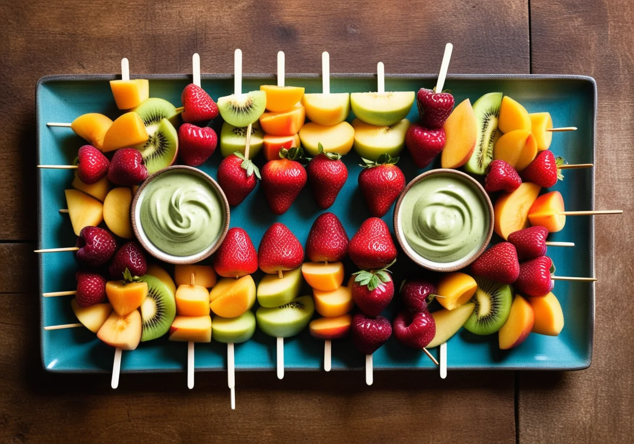 Fruit Skewers with Creamy Pistachio Dip