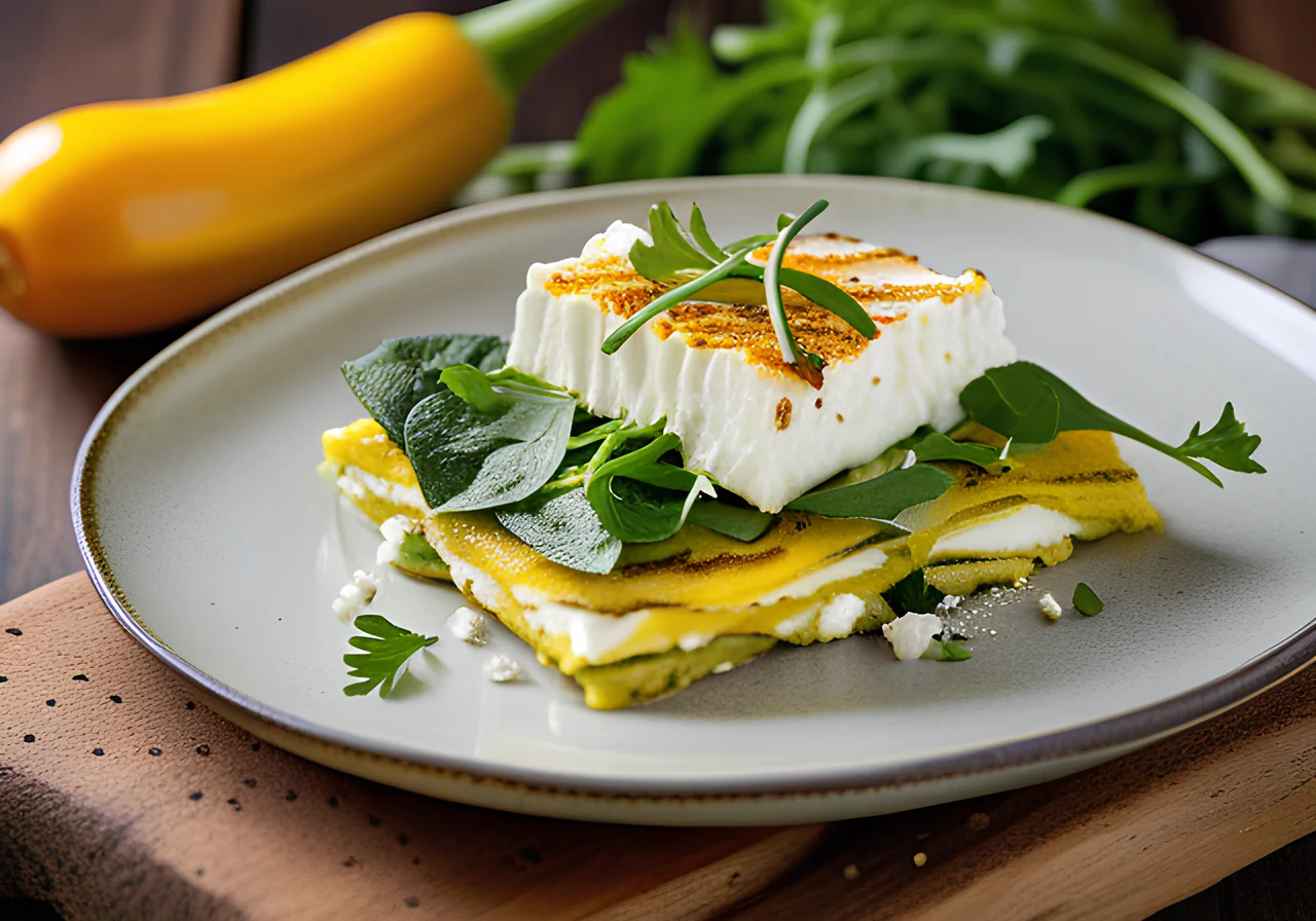 Zucchini Omelette with Goat Cheese and Arugula