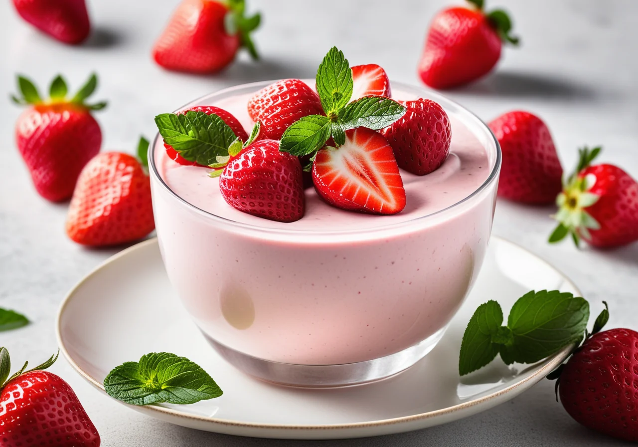 Yogurt Cream with Strawberry Puree