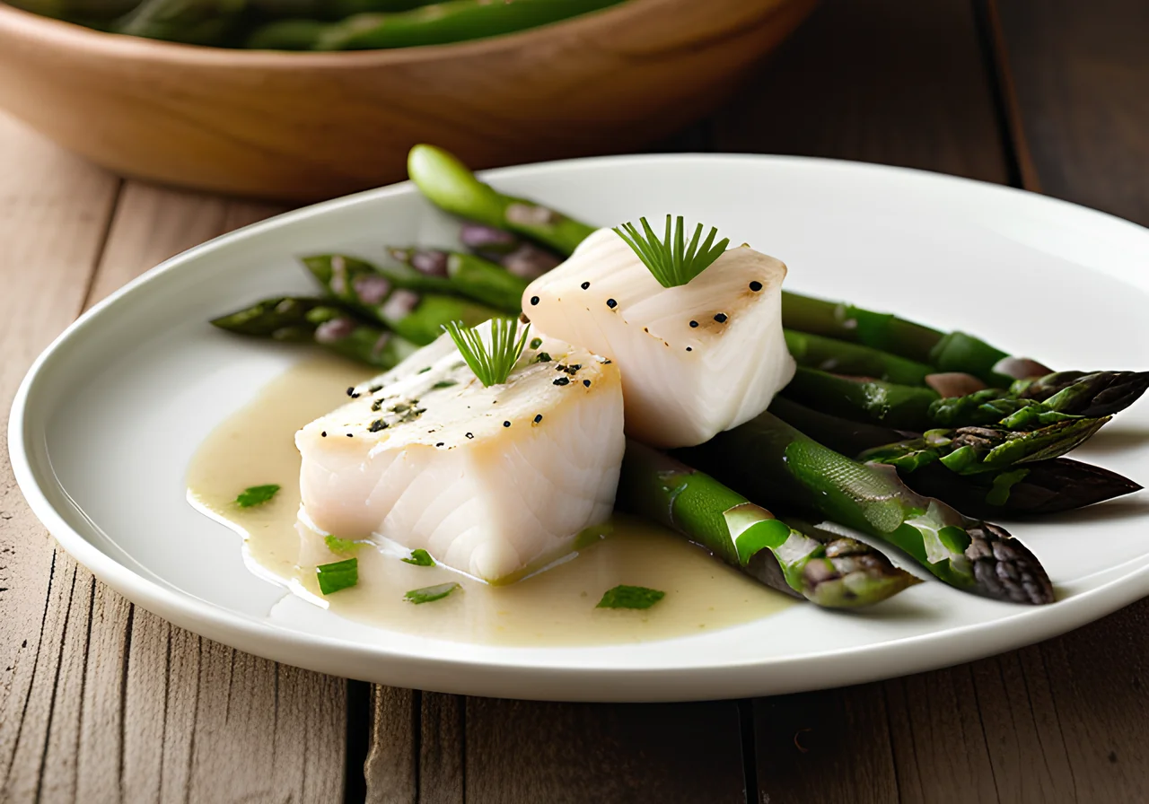 Poached Cod with Asparagus