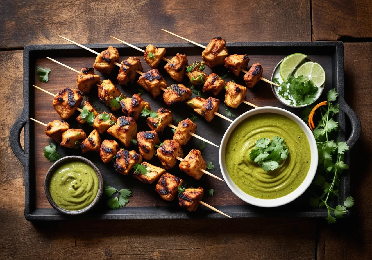 Tandoori Chicken with Flatbread and Coriander Sauce