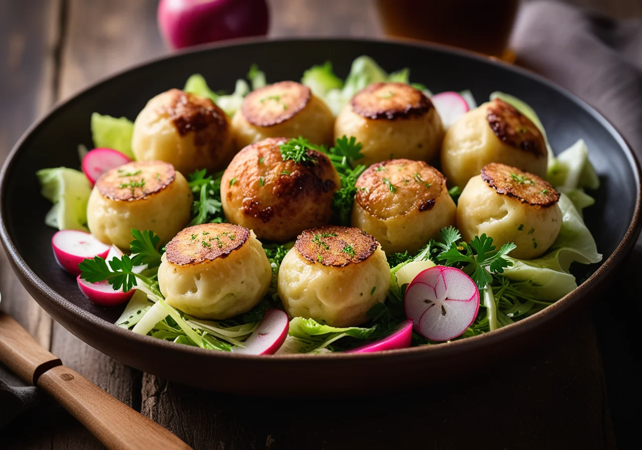 Pressknödel auf Krautsalat
