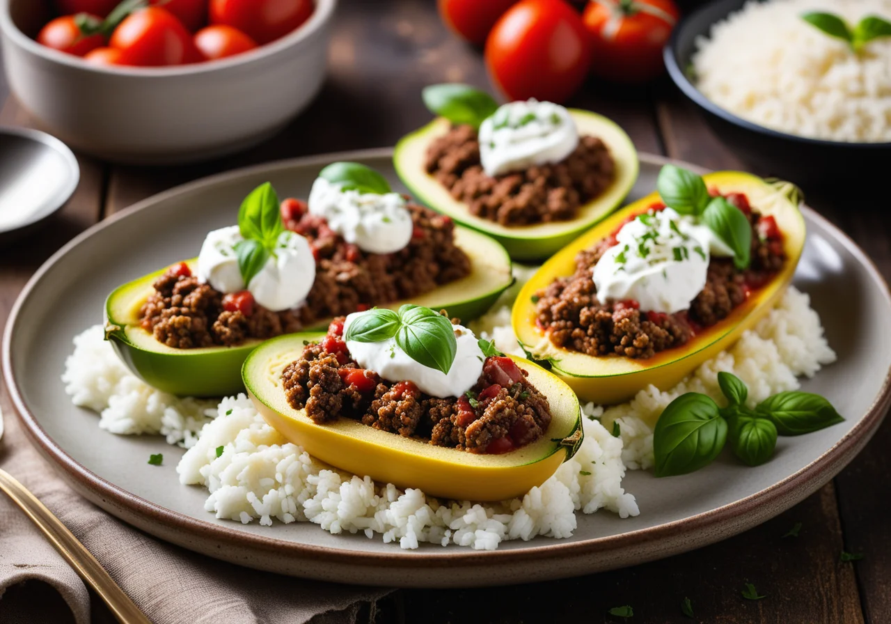 Zucchini Boats with Ground Beef Filling