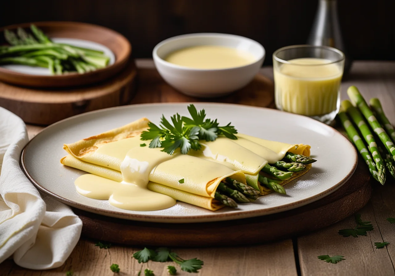 Asparagus Crêpes with Hollandaise Sauce