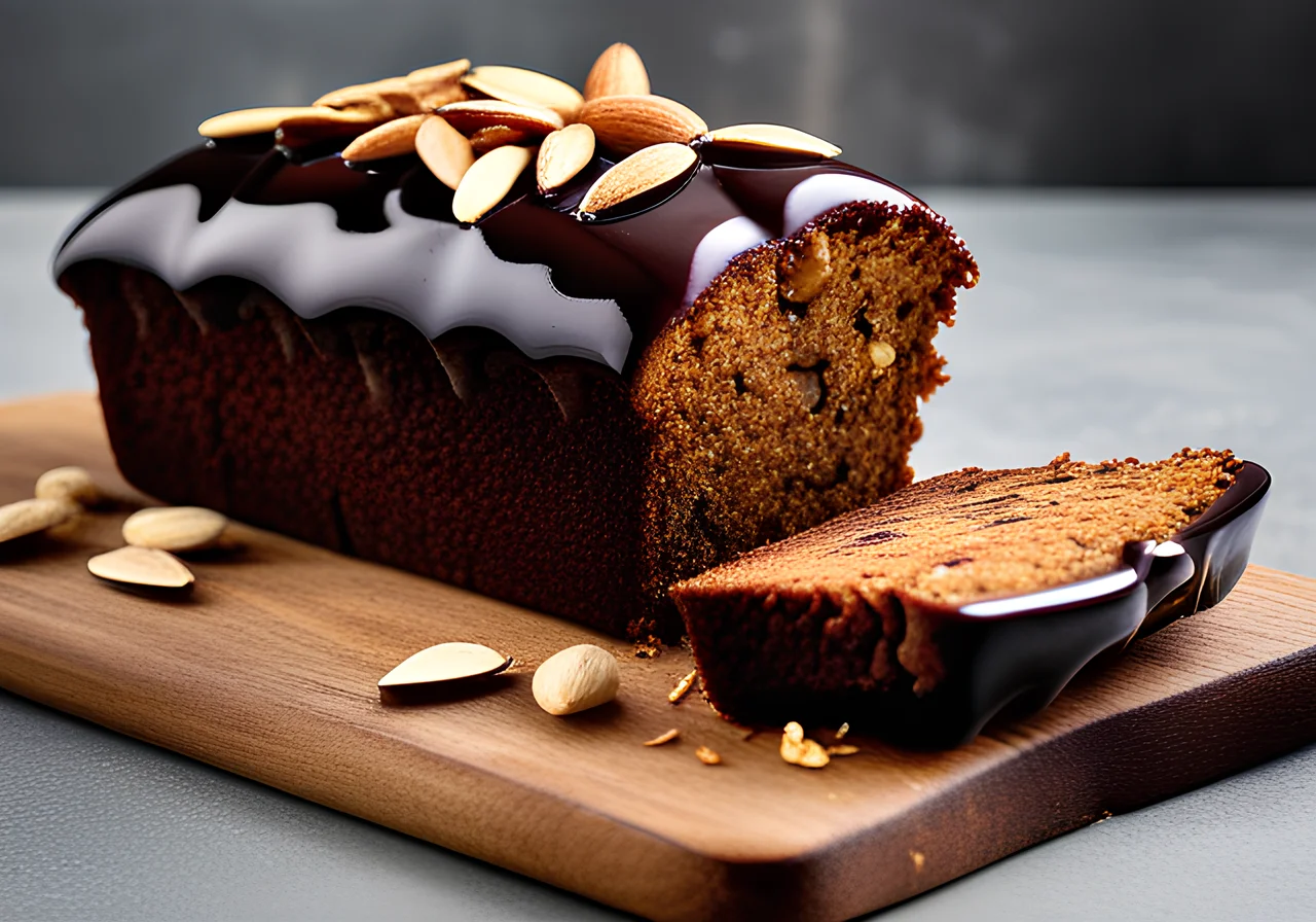Chocolate Ginger Loaf Cake with Almonds