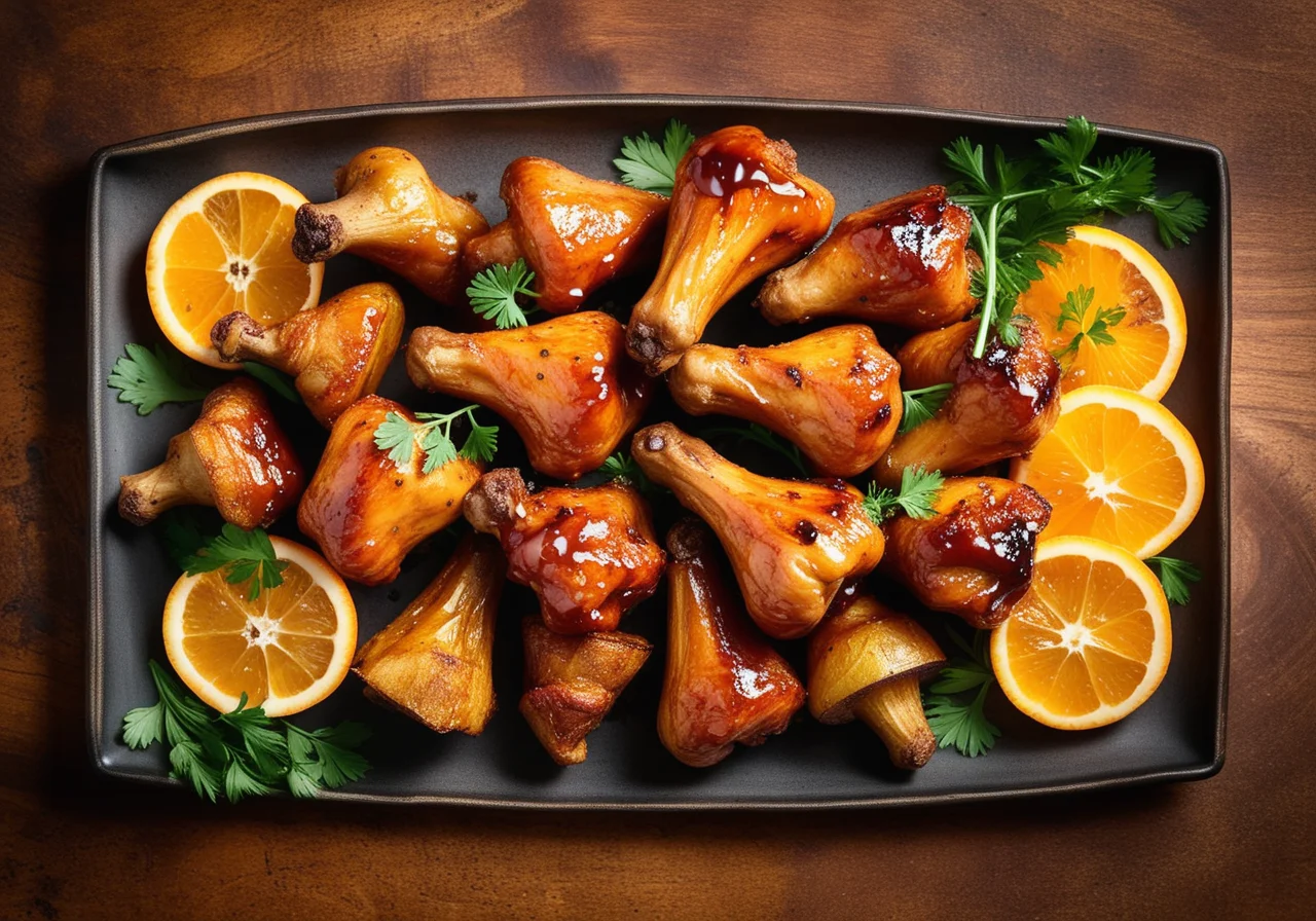 Sweet and Sour Chicken Wings with Roasted Potatoes