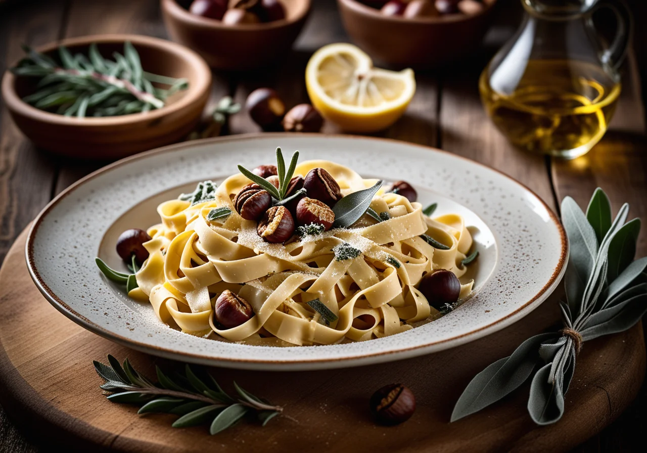 Pasta with Ham and Chestnuts
