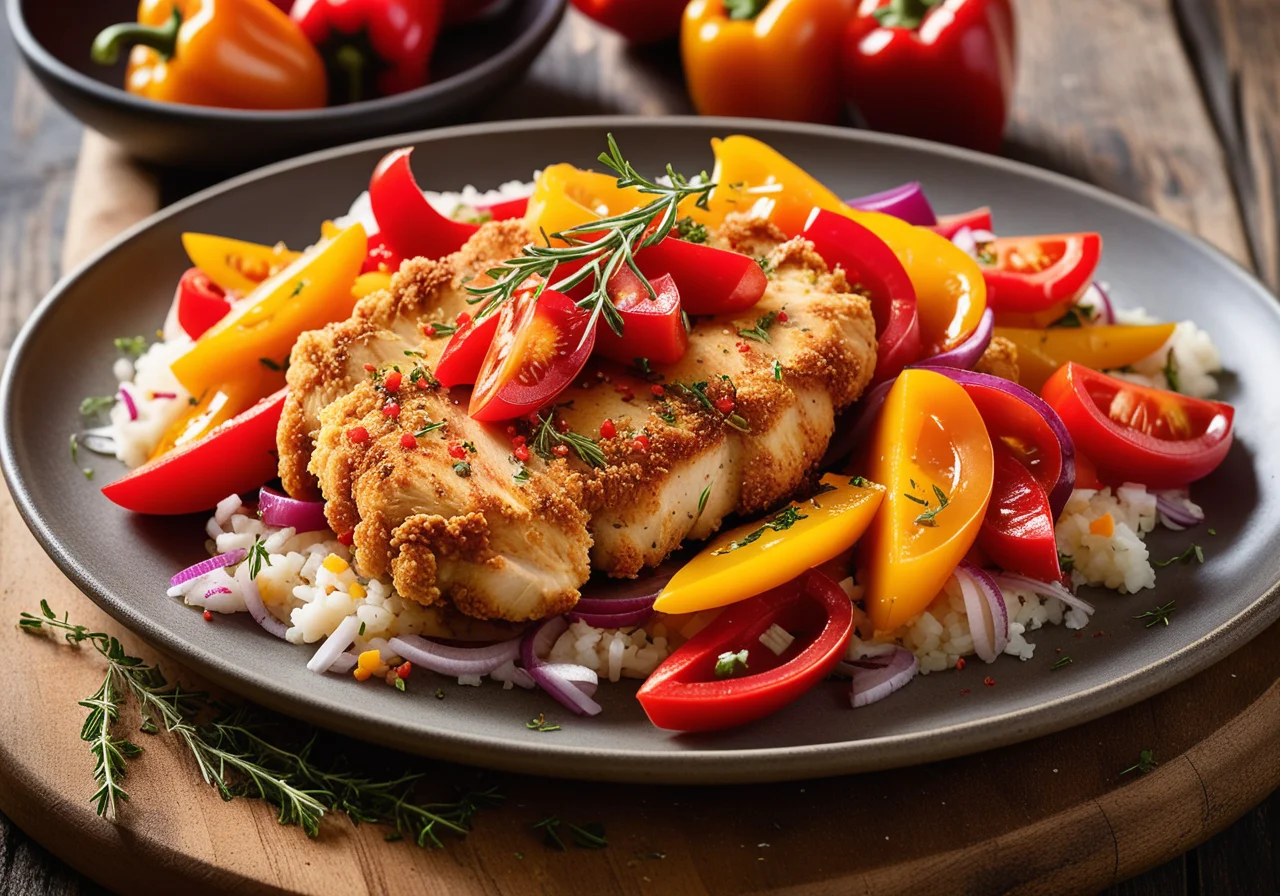 Breaded Chicken Breast with Bell Pepper