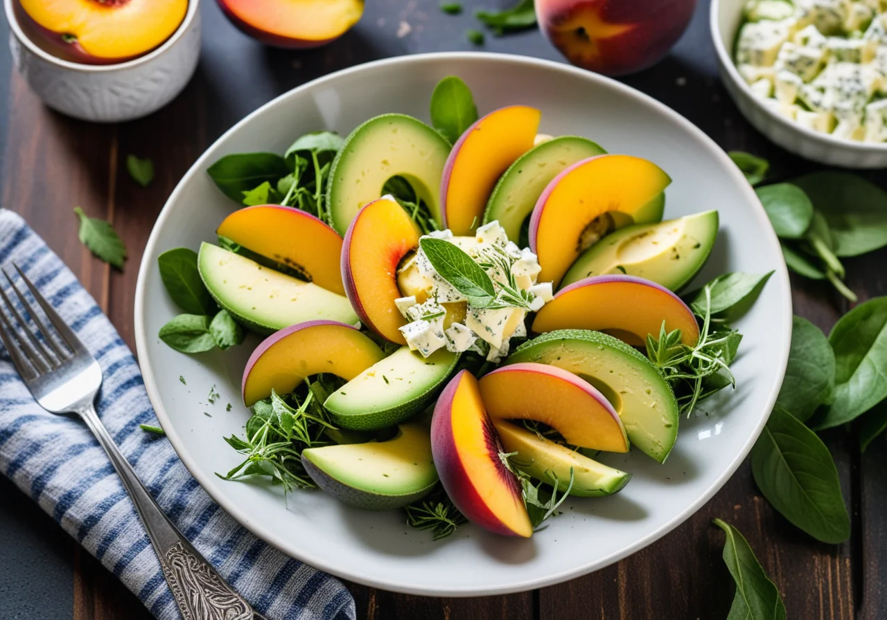 Avocado Cucumber Salad with Peach and Gorgonzola