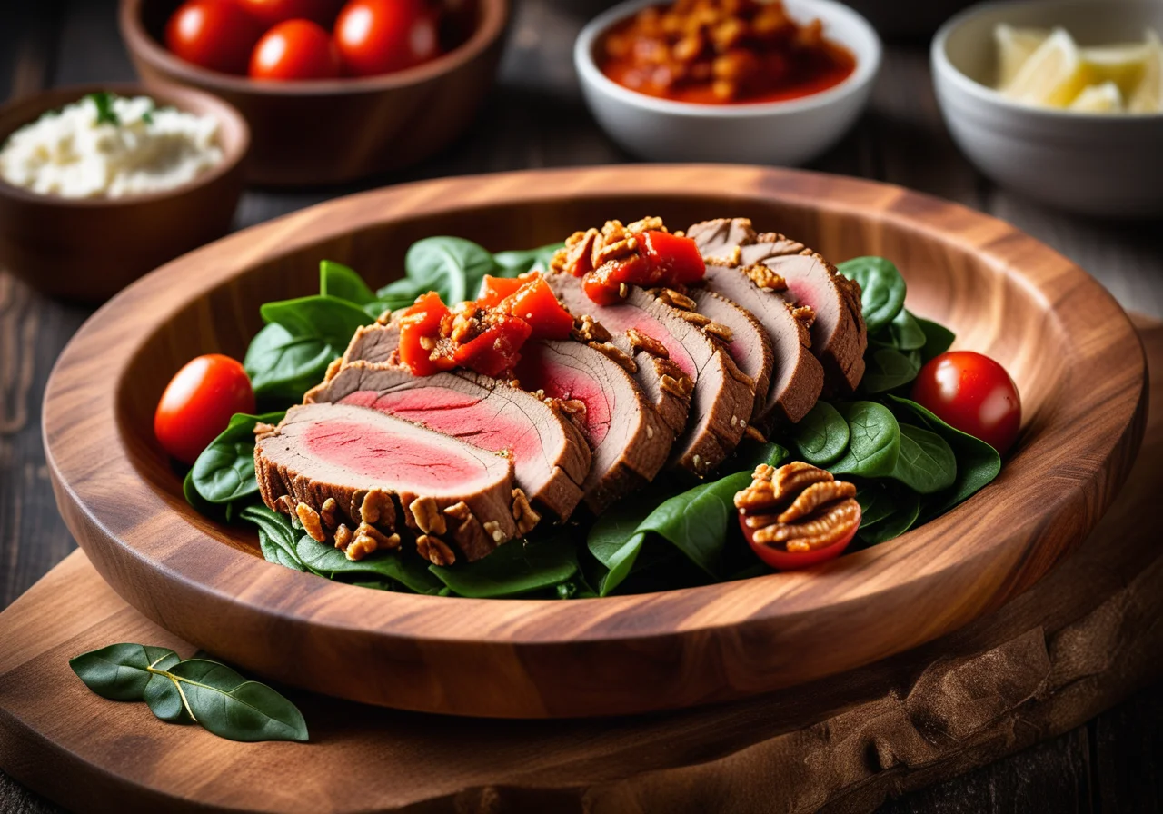 Lemon Veal Roast with Spinach Sauce