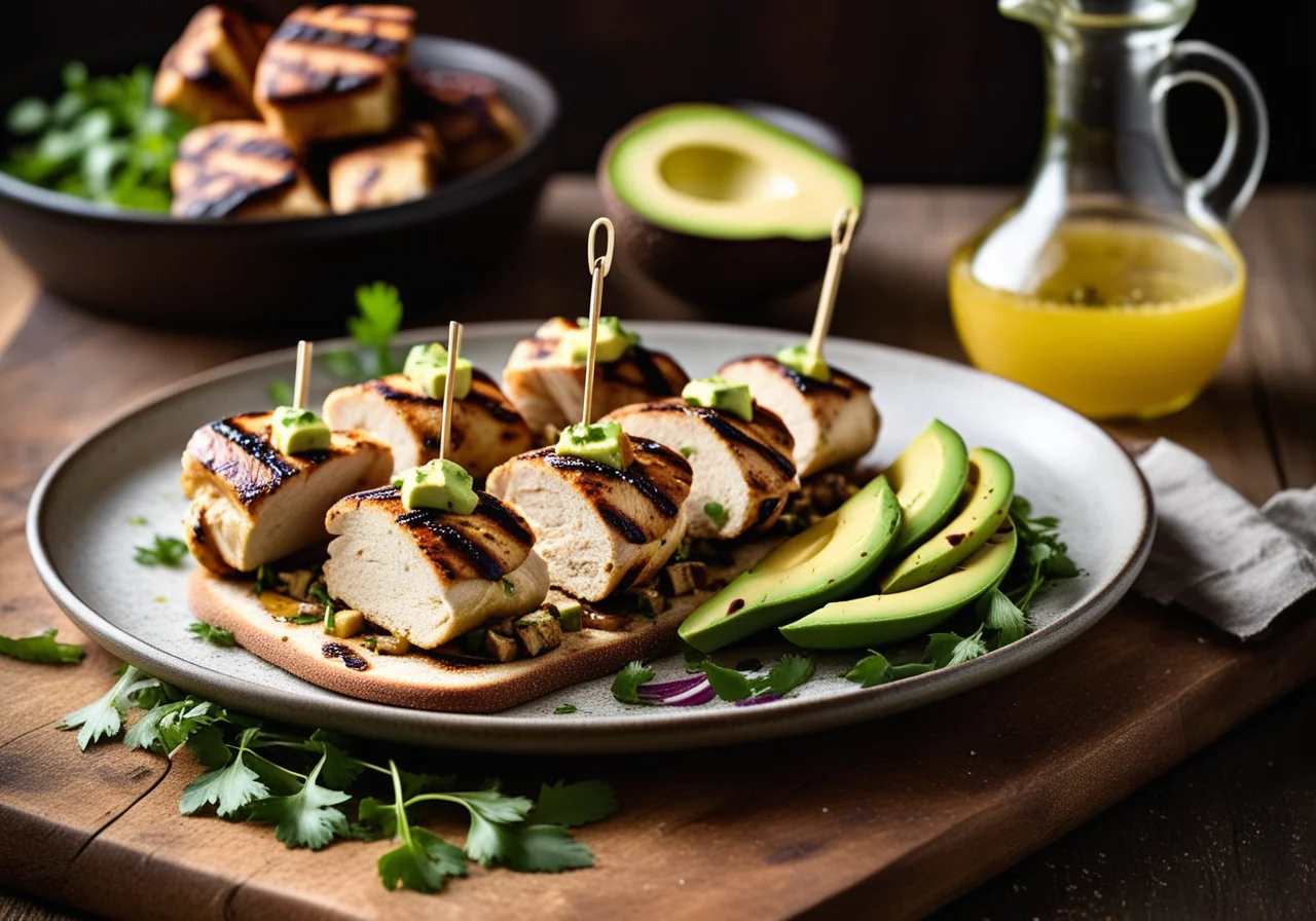 Dough Flatbreads with Chicken Skewers