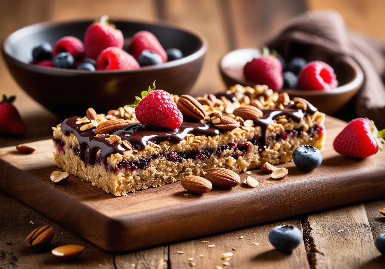 Muesli bars with nuts and chocolate