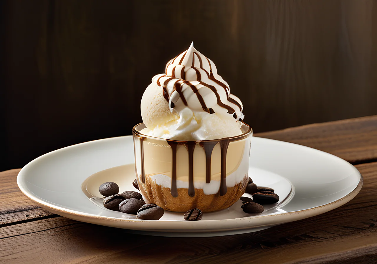 Coffee with Vanilla Ice Cream and Cream