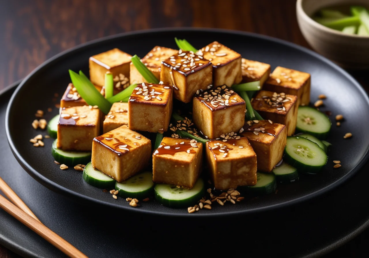 Fried Tofu with Honey Soy Marinade
