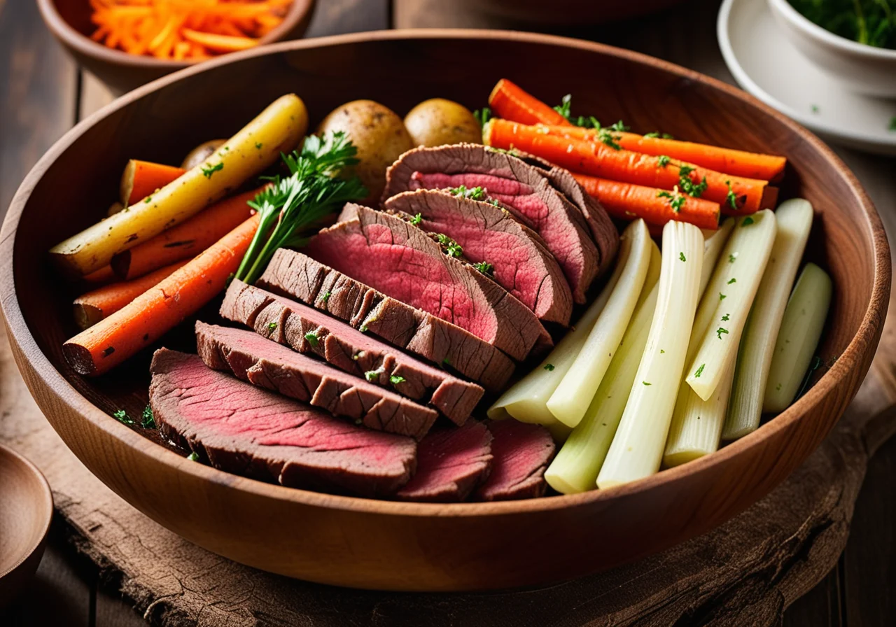 Plate of Beef with Soup Vegetables
