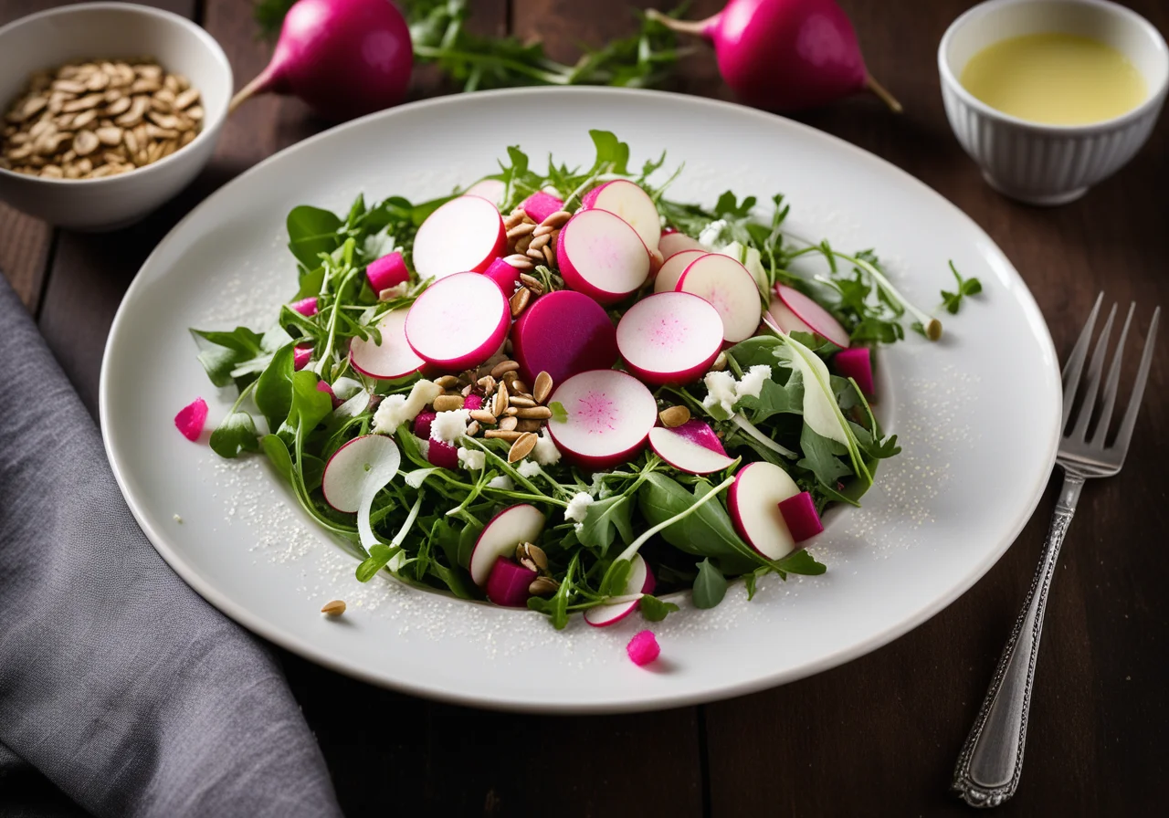 Radish and Arugula Salad with Sheep Cheese