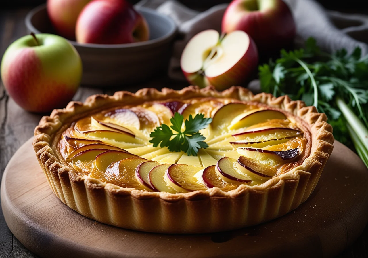 Leek Quiche with Chicken, Apple and Cheddar