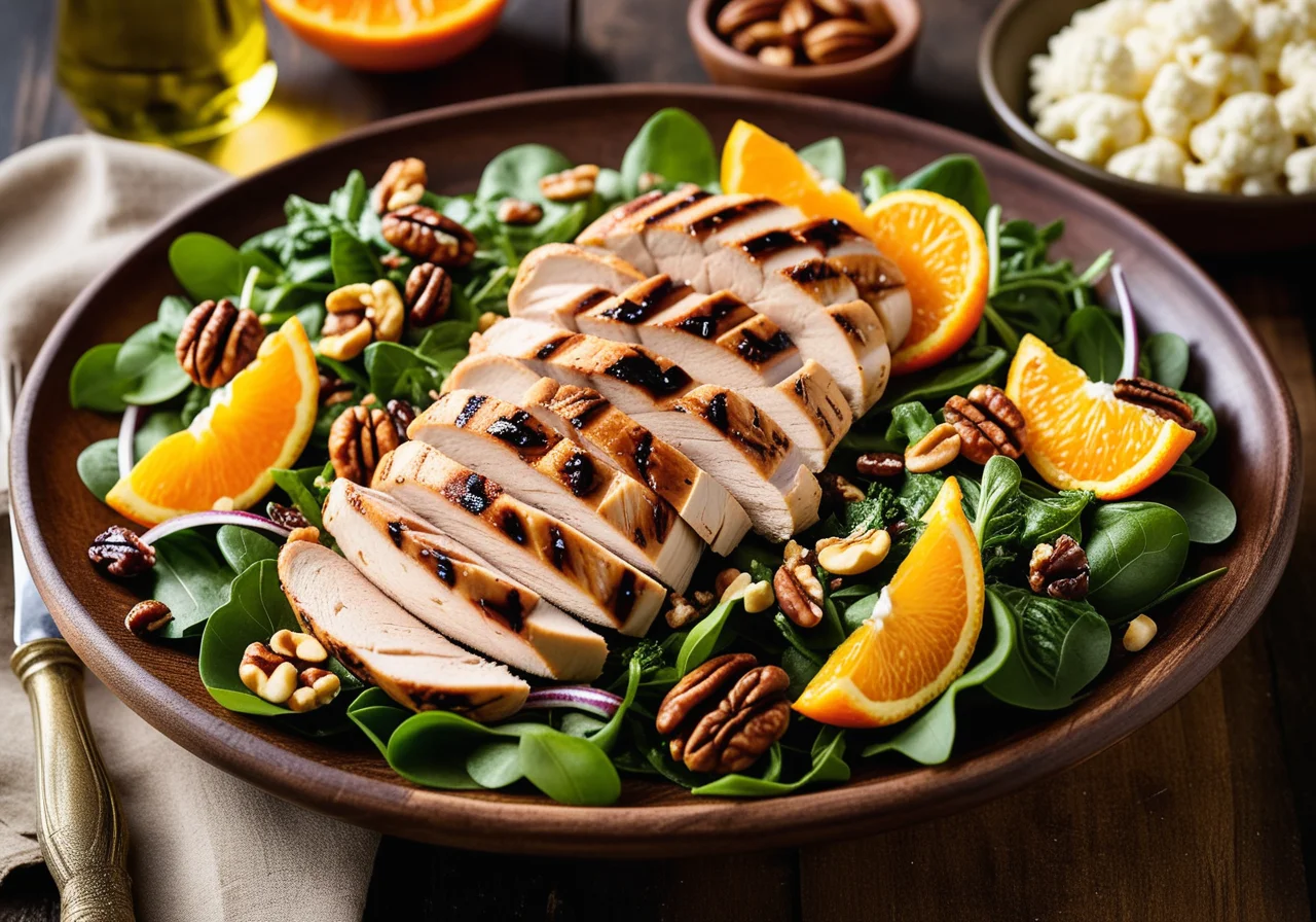 Leafy Salad with Cauliflower and Chicken