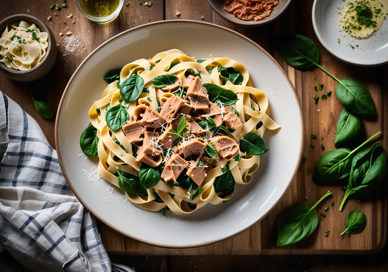 Pasta with Tuna Spinach Sauce