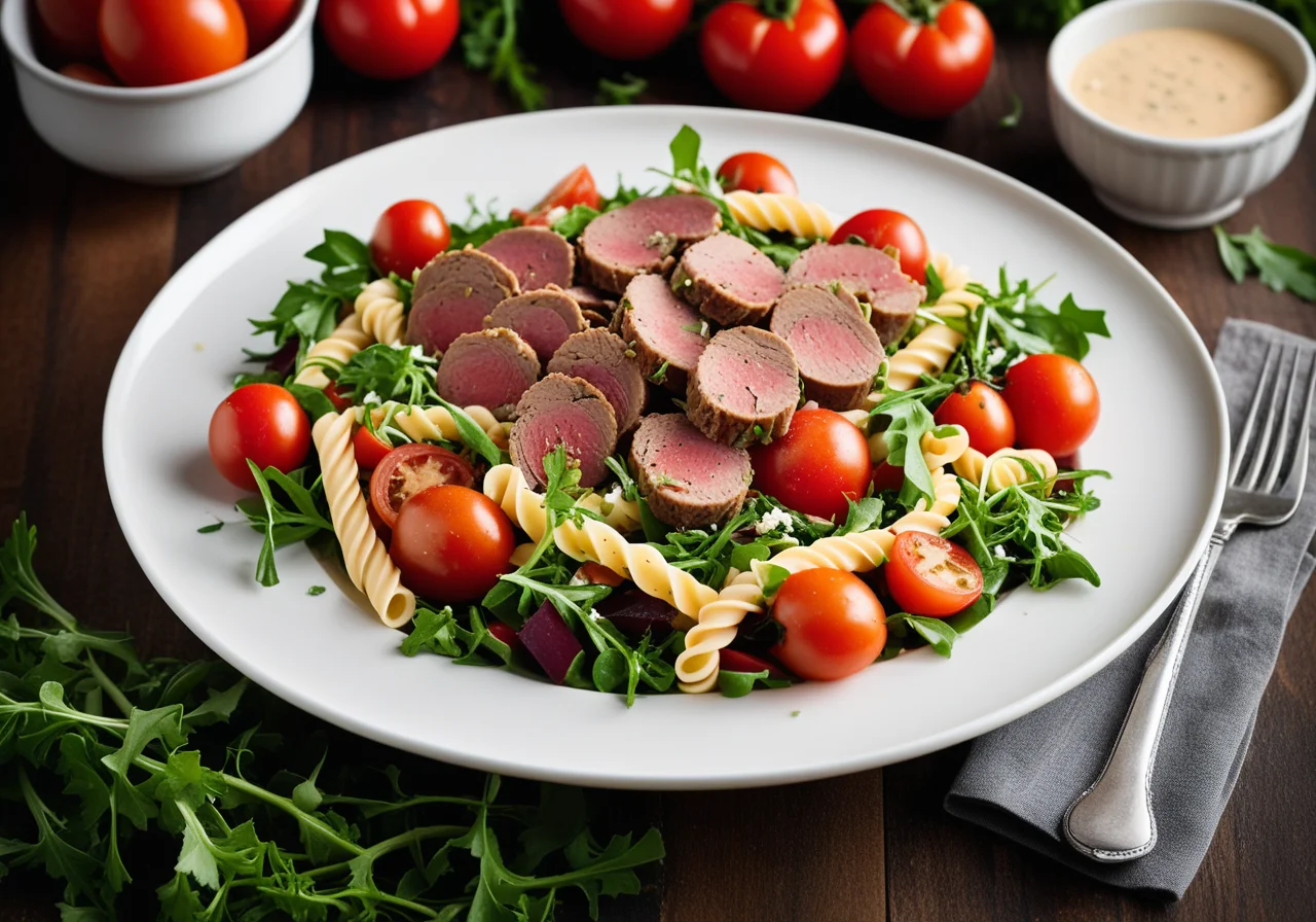 Pasta Salad with Vegetables and Veal Liver