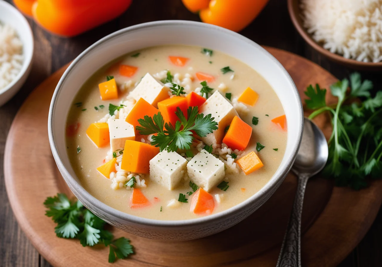 Rice Vegetable Soup with Tofu