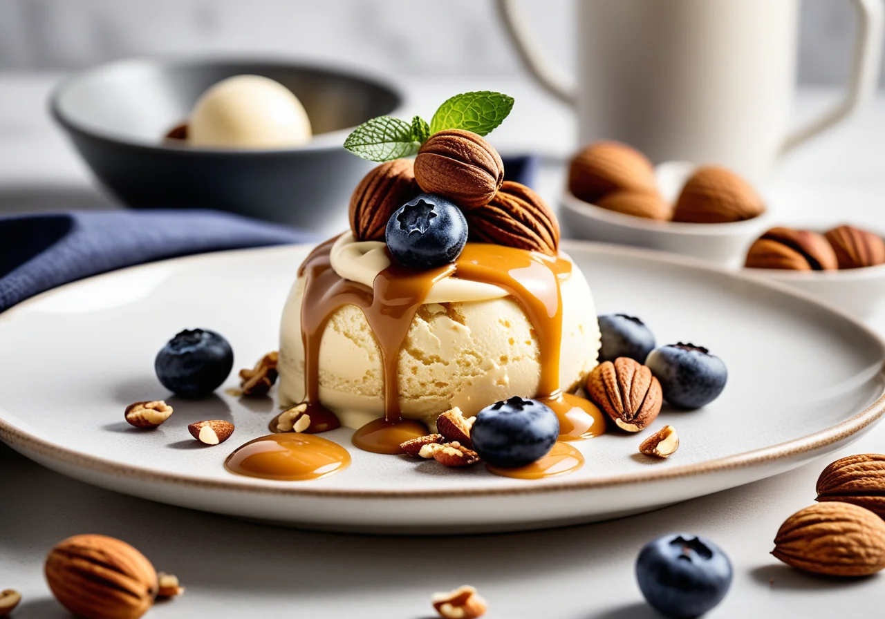 Vanilla Ice Cream with Caramel Sauce