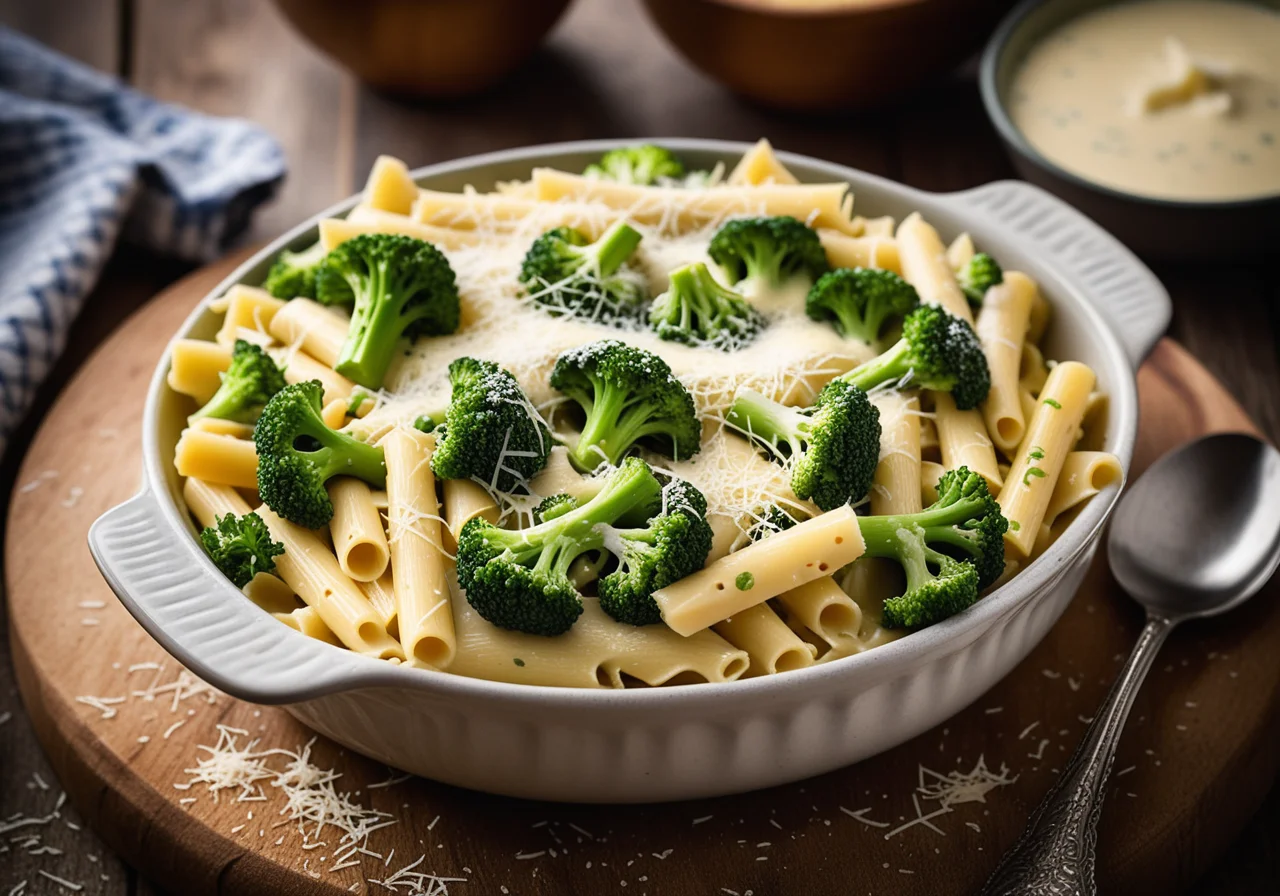 Pasta Gratin with Broccoli and Cream Cheese