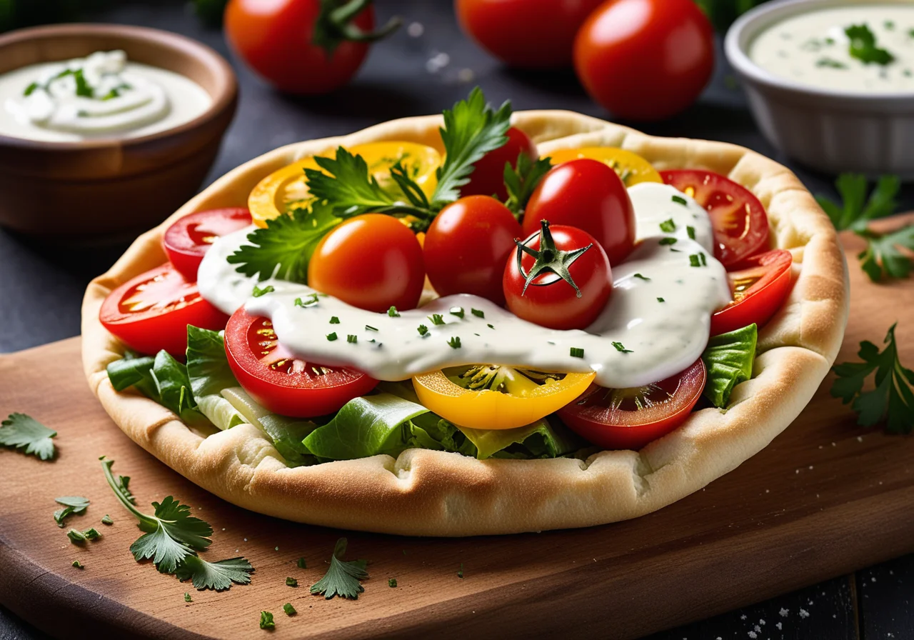 Pita Bread Stuffed with Vegetable Salad